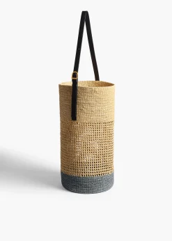 Billie Bucket Bag in Natural and Lead Raffia