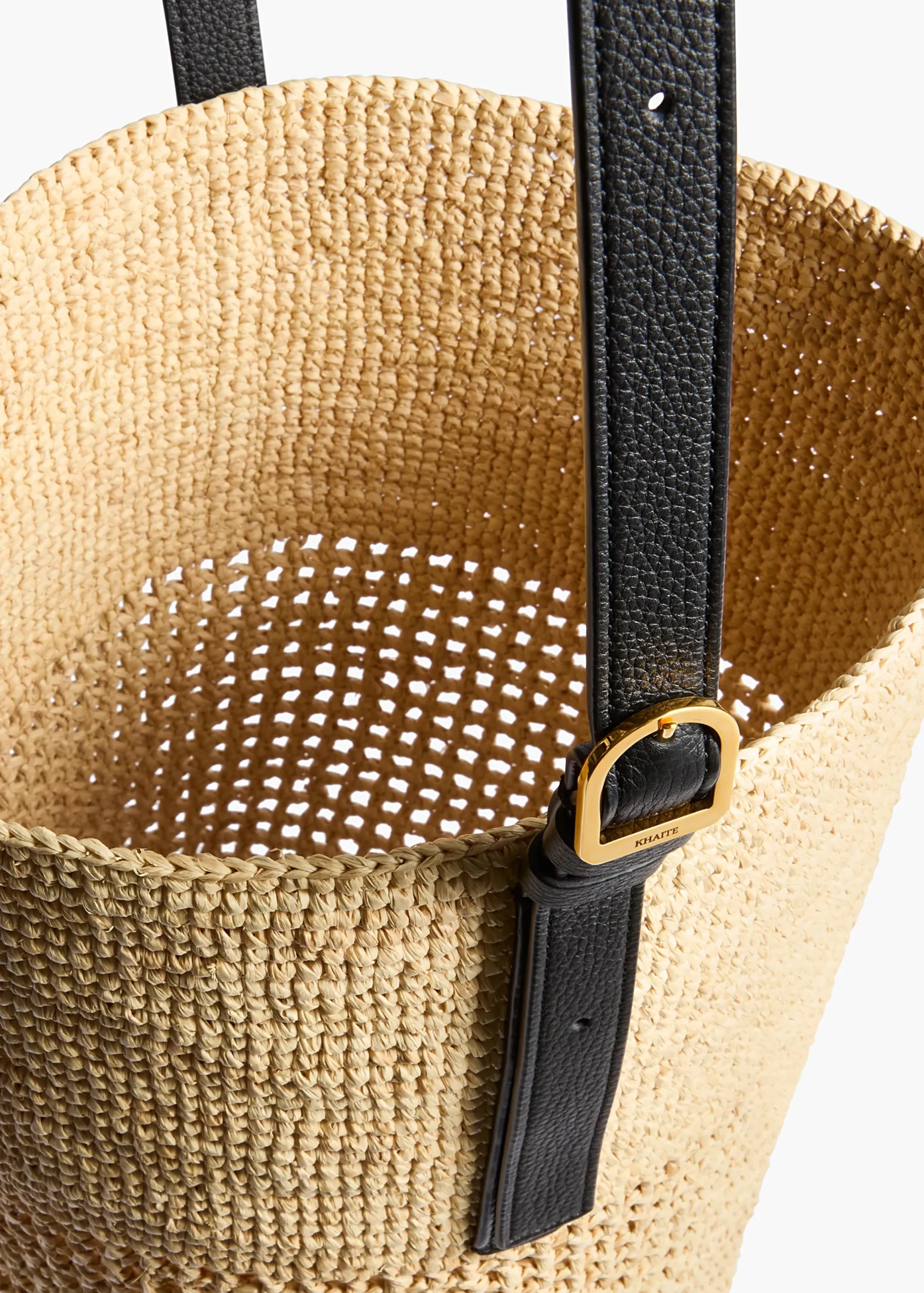 Billie Bucket Bag in Natural and Lead Raffia