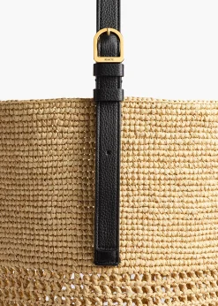 Billie Bucket Bag in Natural and Lead Raffia