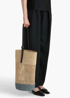 Billie Bucket Bag in Natural and Lead Raffia
