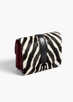 Blake Crossbody Bag in Zebra Print Haircalf and Oxblood Leather
