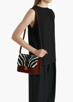 Blake Crossbody Bag in Zebra Print Haircalf and Oxblood Leather