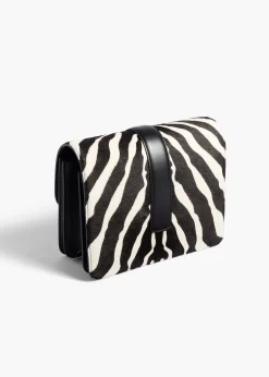 Blake Crossbody Bag in Zebra Print Haircalf and Black Leather