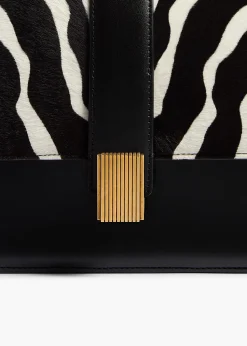 Blake Crossbody Bag in Zebra Print Haircalf and Black Leather