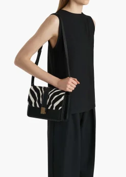 Blake Crossbody Bag in Zebra Print Haircalf and Black Leather