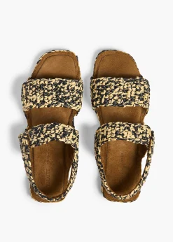 Boden Sandal in Black and White Raffia