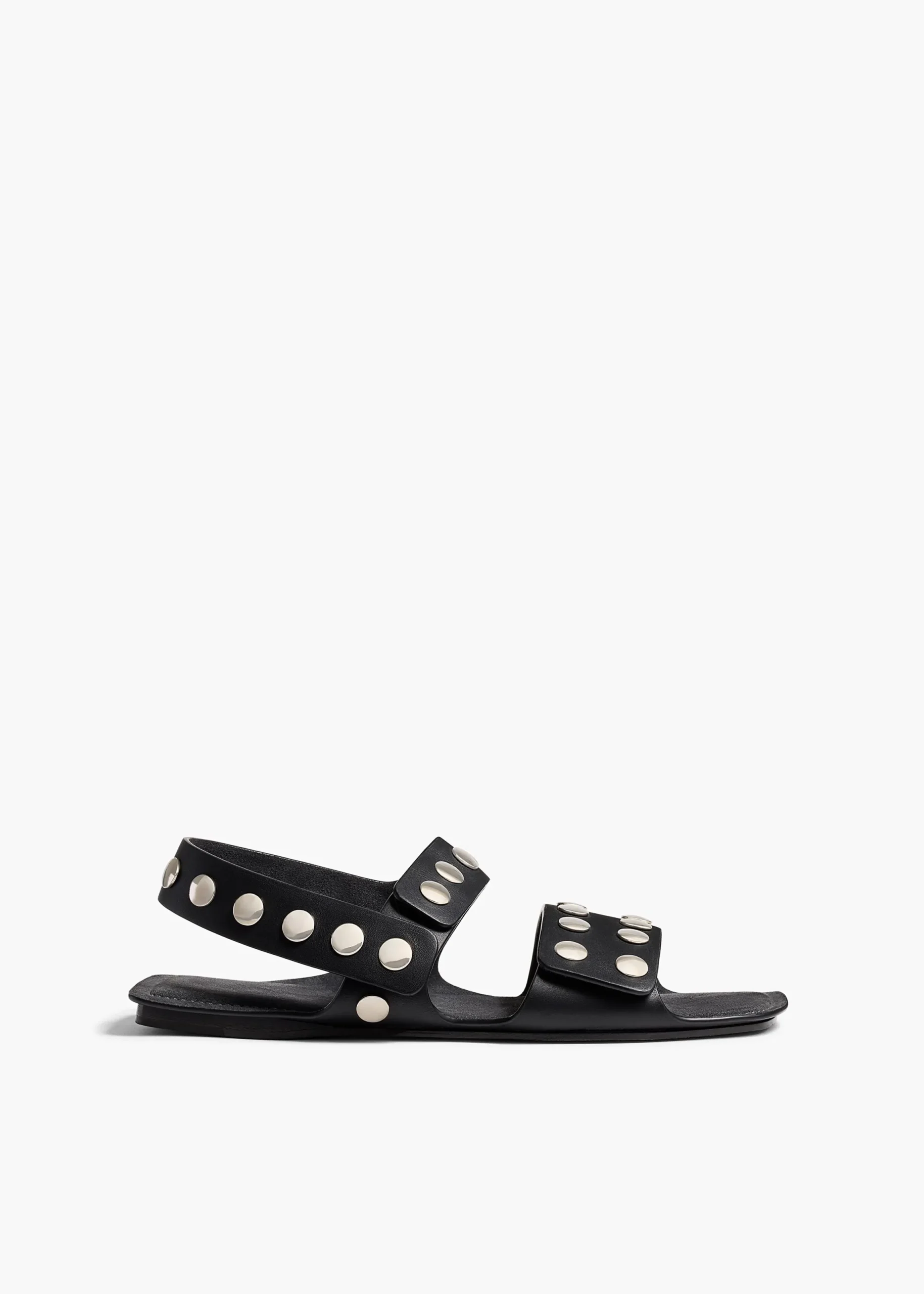 Boden Sandal in Black Leather with Silver Studs