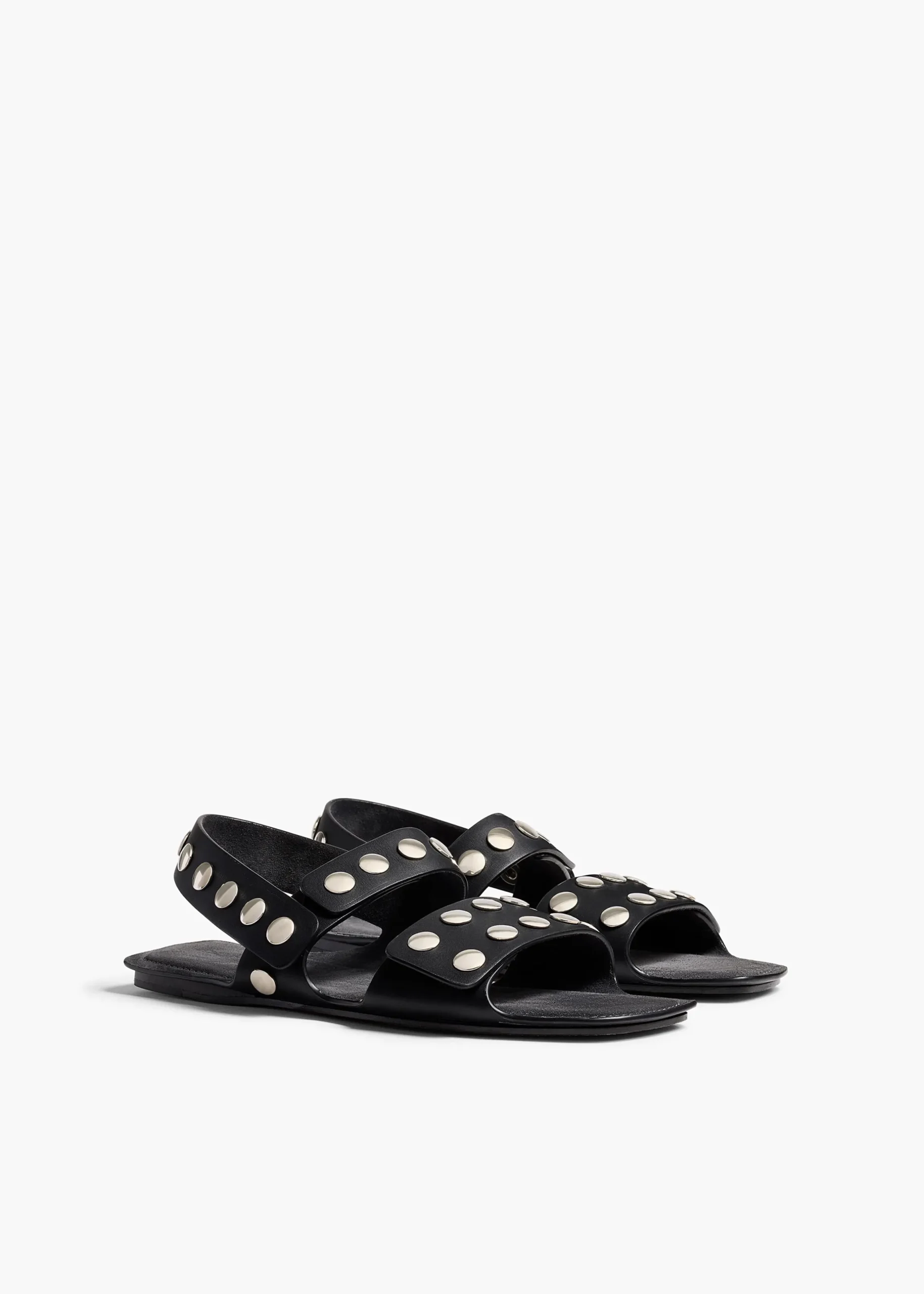 Boden Sandal in Black Leather with Silver Studs