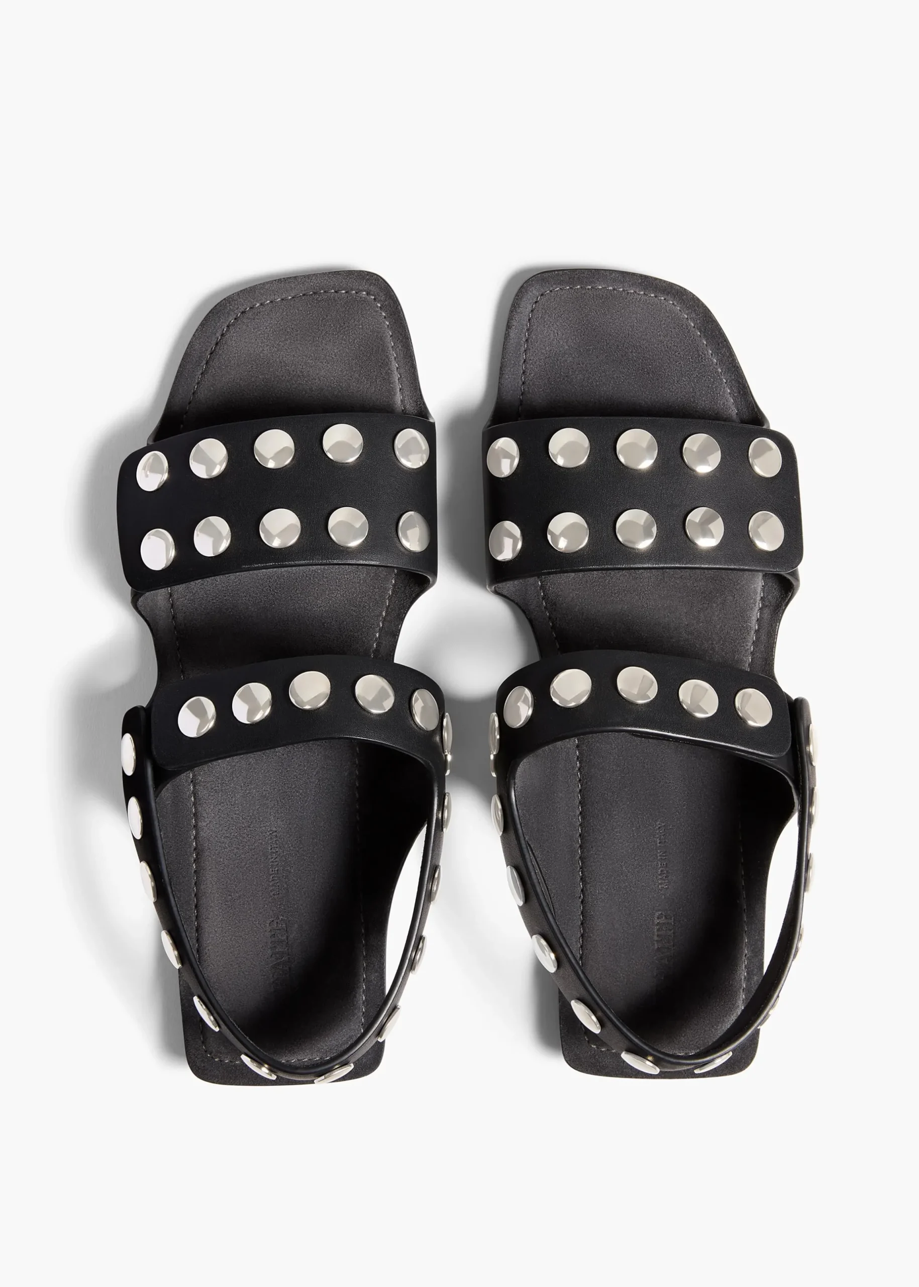 Boden Sandal in Black Leather with Silver Studs