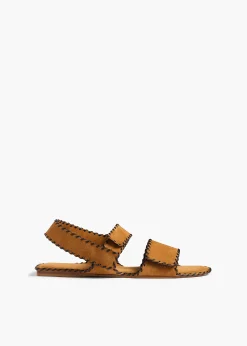 Boden Sandal in Caramel Suede with Whip Stitch