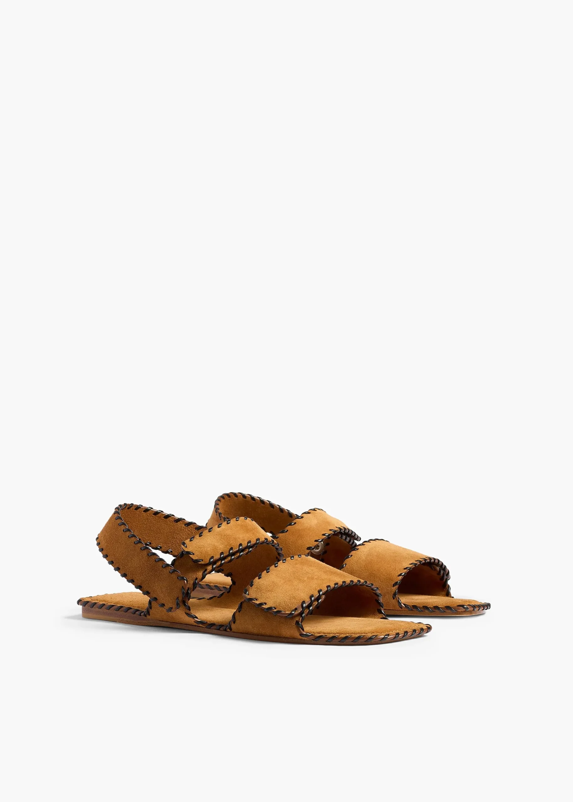 Boden Sandal in Caramel Suede with Whip Stitch