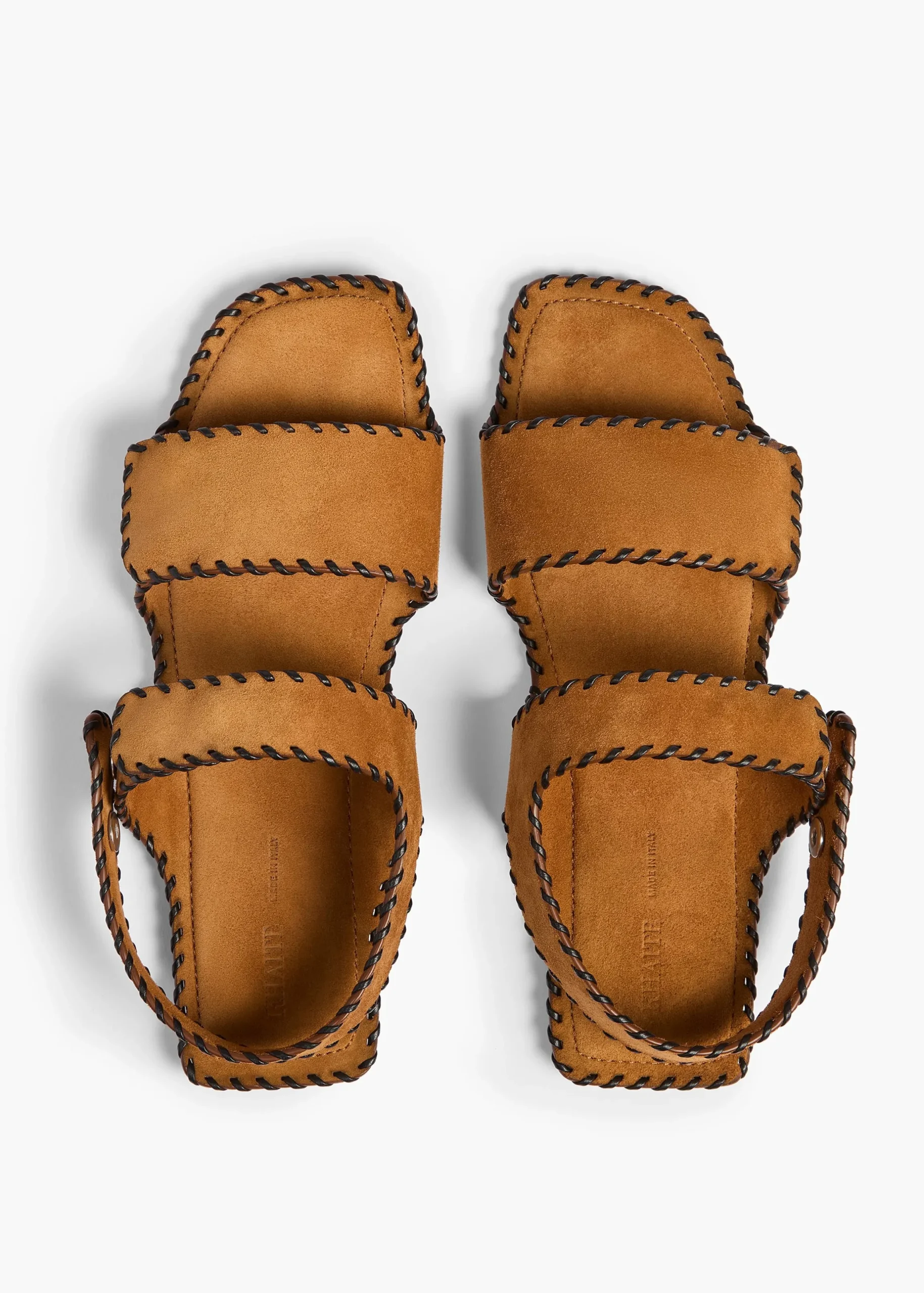 Boden Sandal in Caramel Suede with Whip Stitch