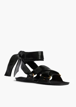Boden Tied Sandal in Black Leather