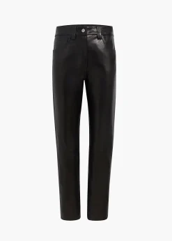 Callum Pant in Black Textured Lamb