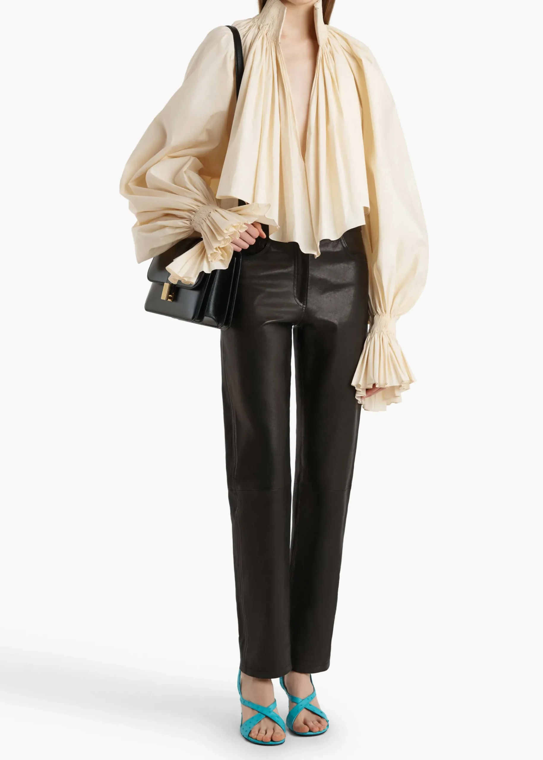 Callum Pant in Black Textured Lamb