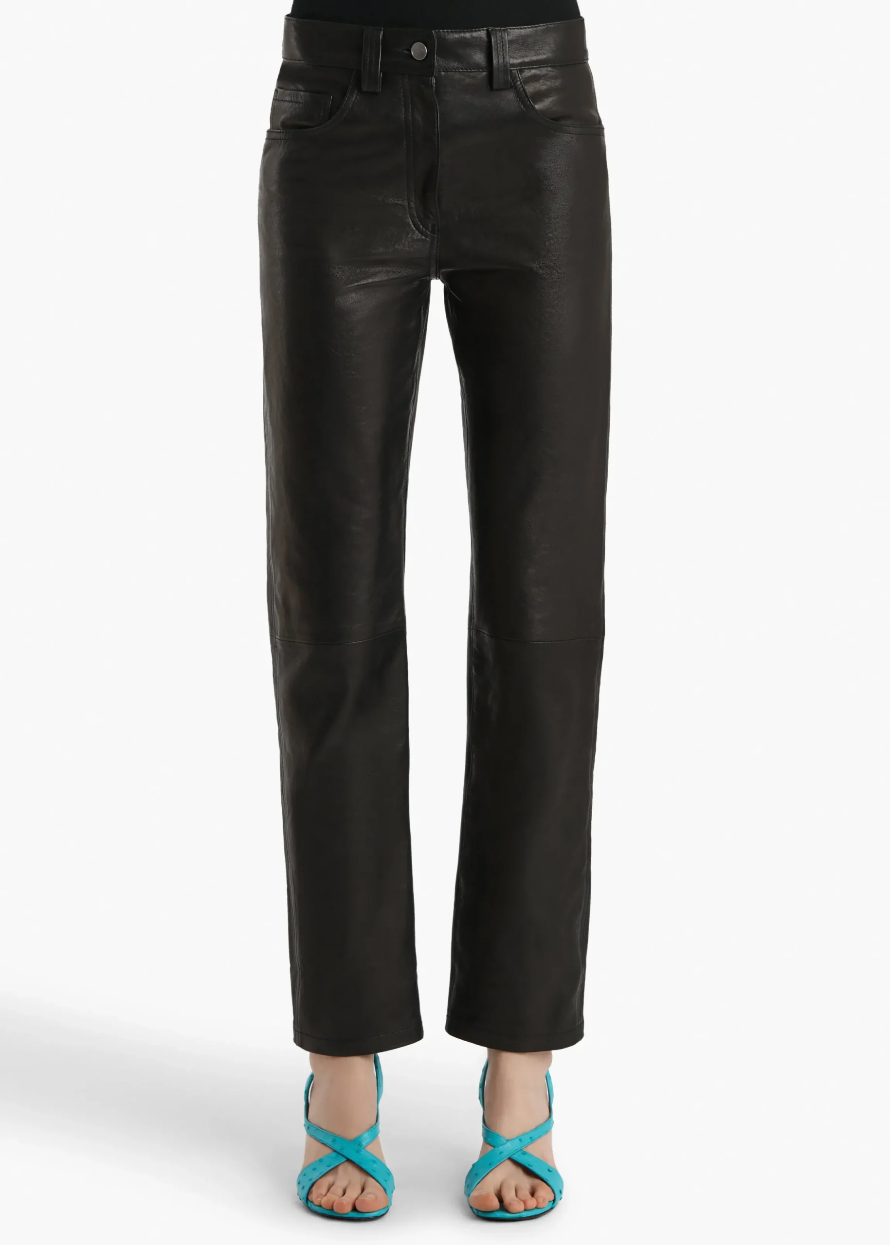 Callum Pant in Black Textured Lamb
