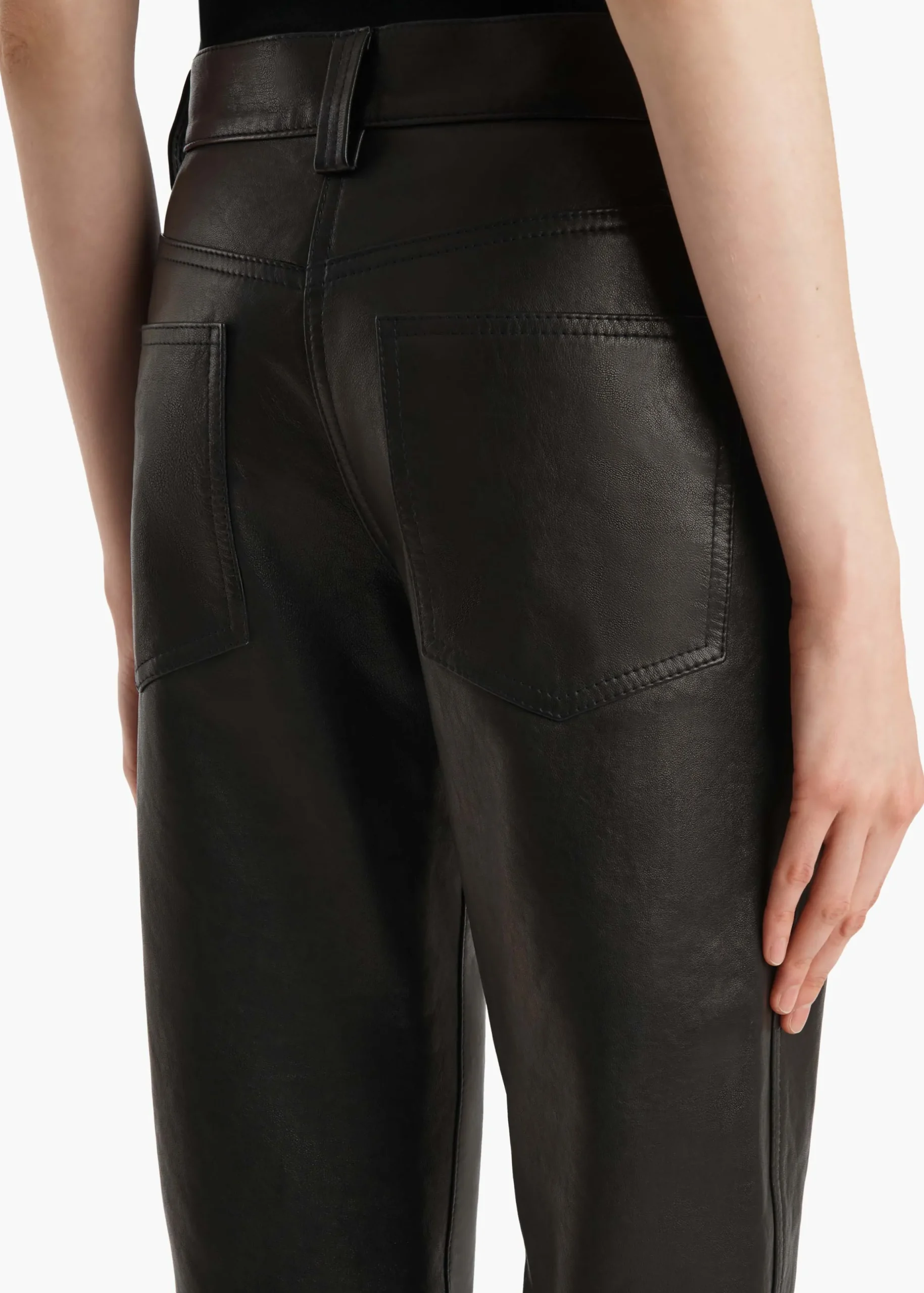Callum Pant in Black Textured Lamb