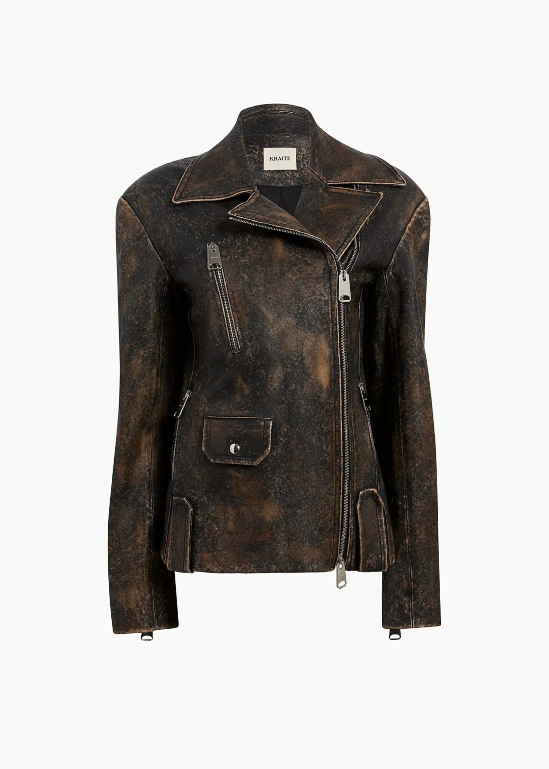 Catalina Jacket in Black and Natural Distressed Leather