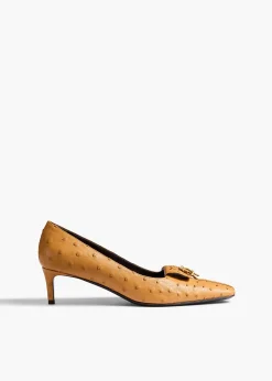 Celia Pocket Pump in Chestnut Ostrich