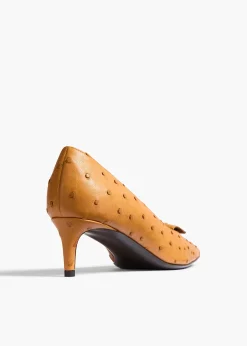 Celia Pocket Pump in Chestnut Ostrich