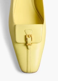 Celia Pocket Pump in Pale Yellow Vintage Calf Leather