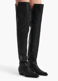Clive Over-the-Knee Flat Boot in Black Leather