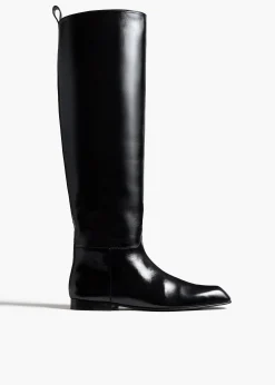 Colt Knee-High Boot in Black Glazed Leather