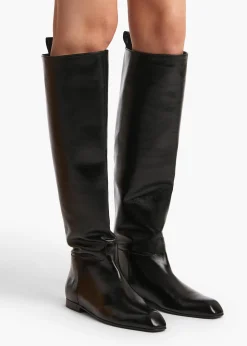 Colt Knee-High Boot in Black Glazed Leather