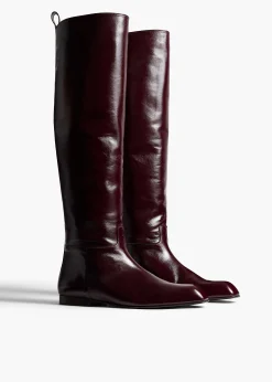 Colt Knee-High Boot in Bordeaux Glazed Leather