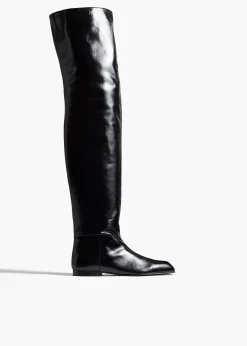 Colt Over-the-Knee Boot in Black Glazed Leather