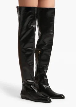 Colt Over-the-Knee Boot in Black Glazed Leather