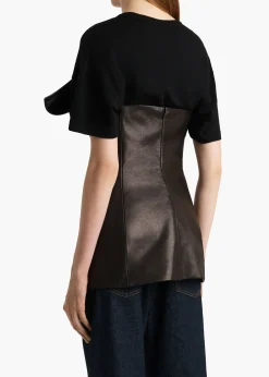 Corinne Top in Black Leather