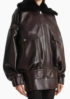 Daemon Jacket in Mud Leather with Shearling Collar