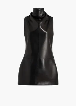 Daria Dress in Black Leather