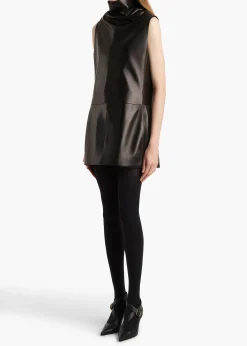 Daria Dress in Black Leather