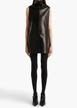 Daria Dress in Black Leather