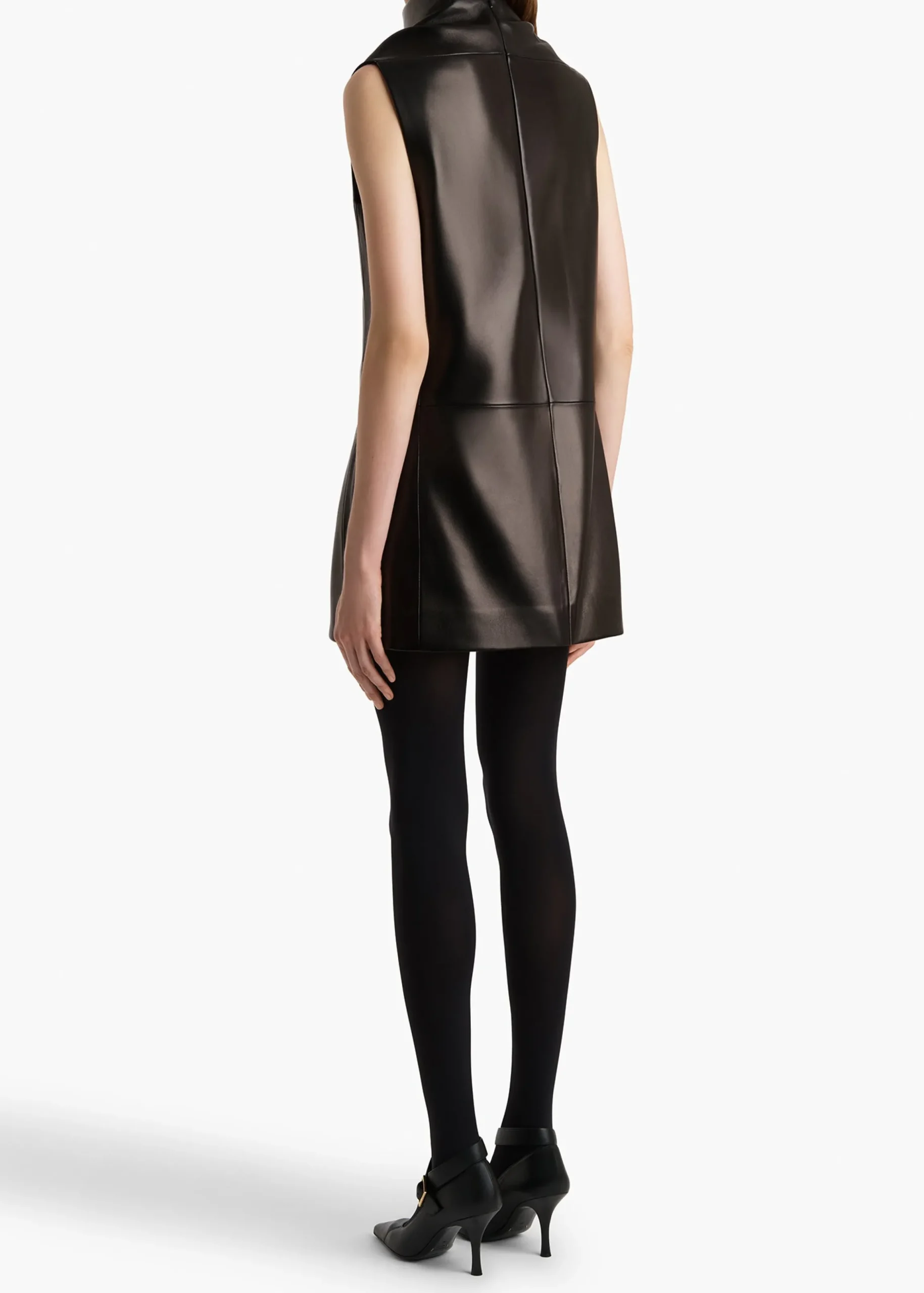 Daria Dress in Black Leather