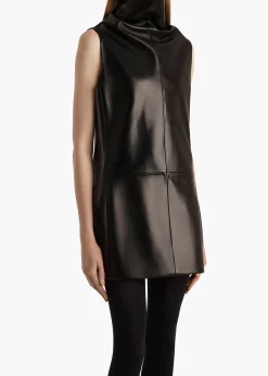 Daria Dress in Black Leather