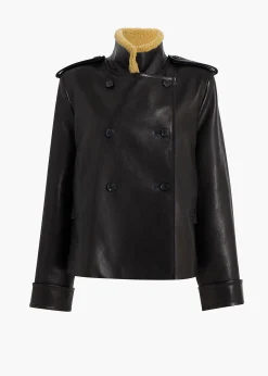 Dean Jacket in Black Leather with Shearling