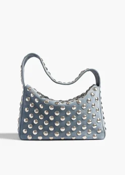 Elena Bag in Lead Suede with Silver Studs