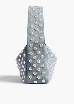Elena Bag in Lead Suede with Silver Studs