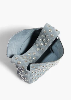 Elena Bag in Lead Suede with Silver Studs