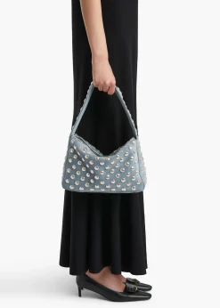 Elena Bag in Lead Suede with Silver Studs