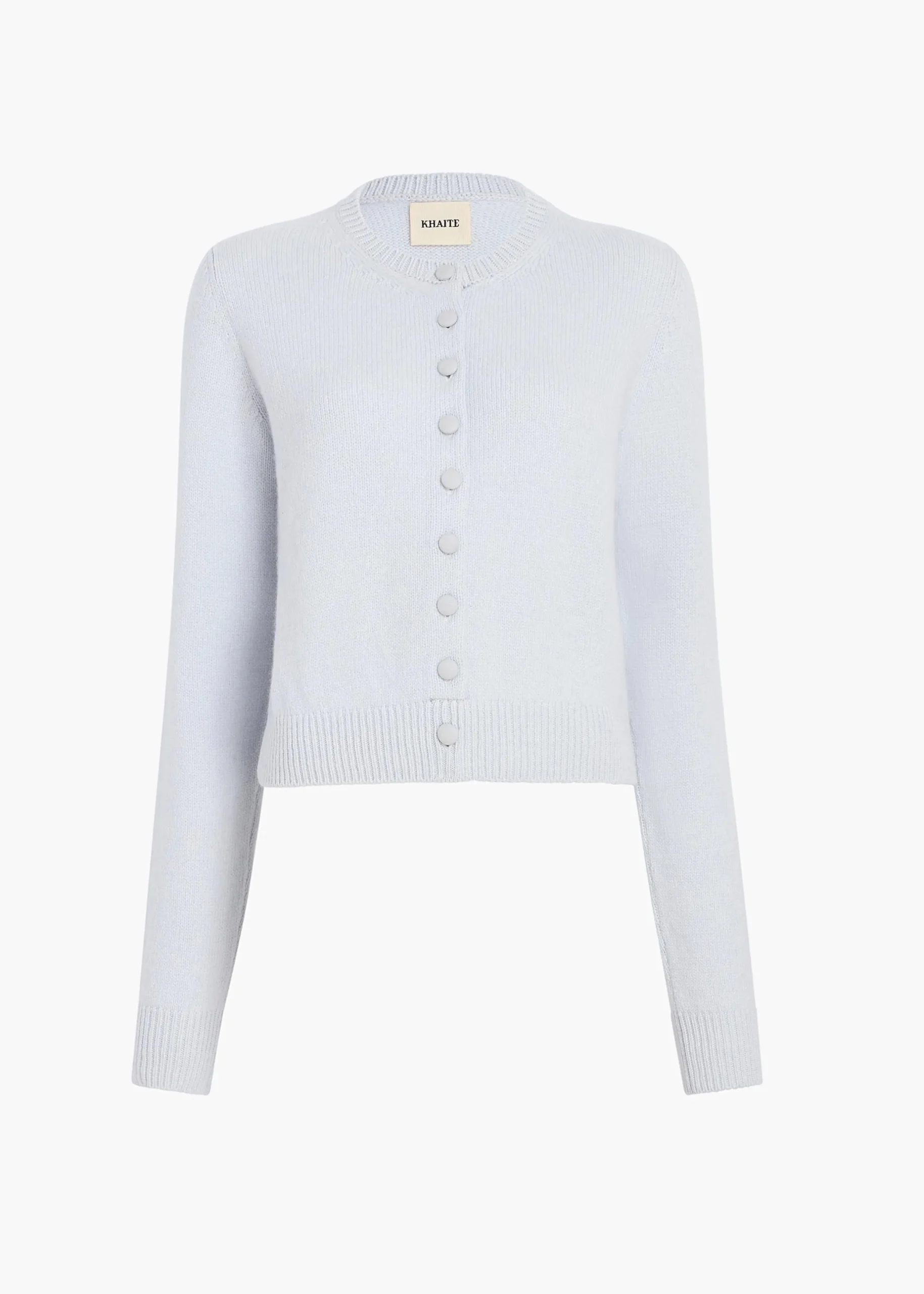 Everheart Cardigan in Ice Blue with Suede Buttons
