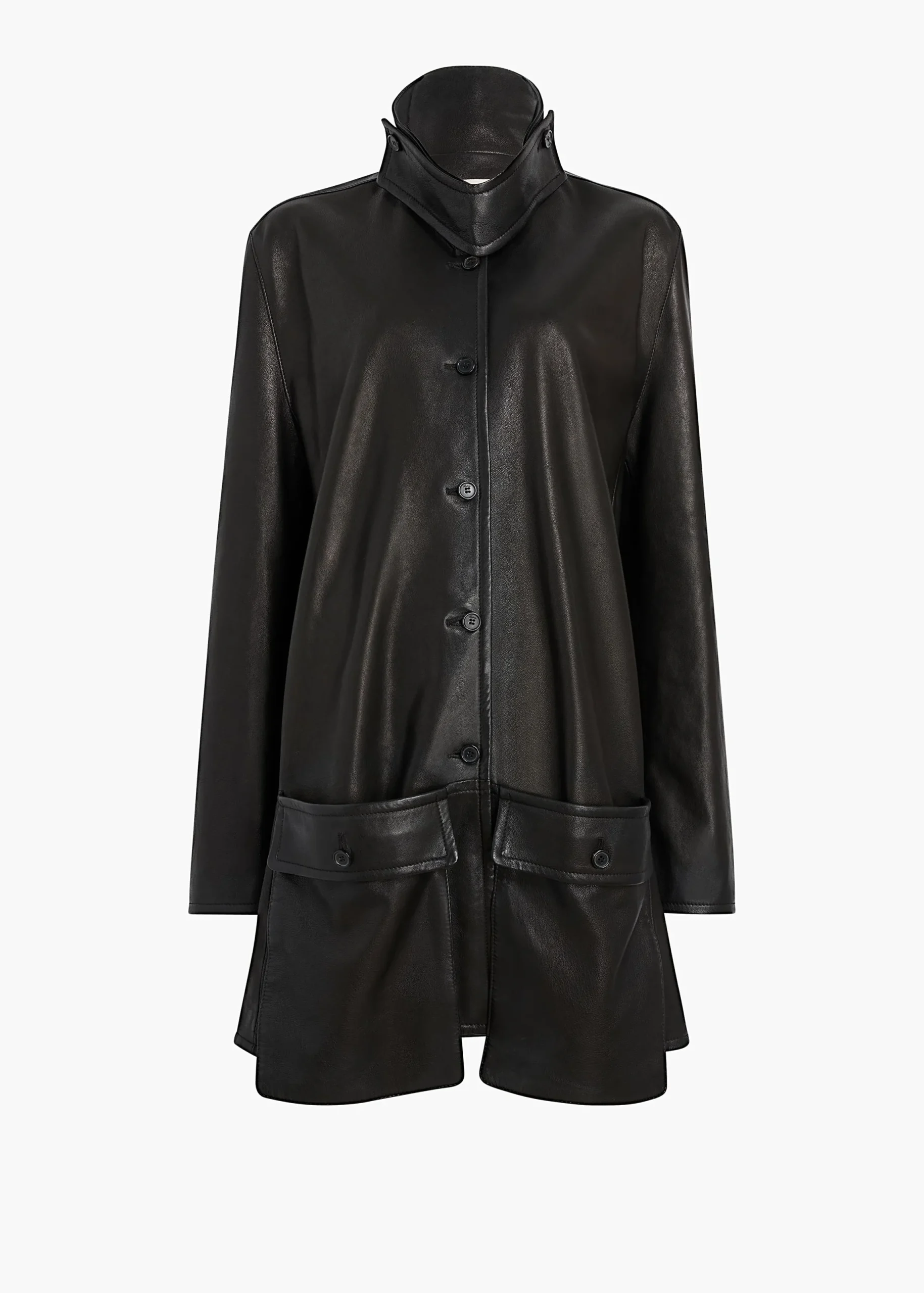 Harmon Coat in Black Washed Leather