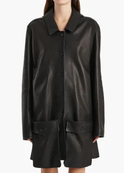 Harmon Coat in Black Washed Leather