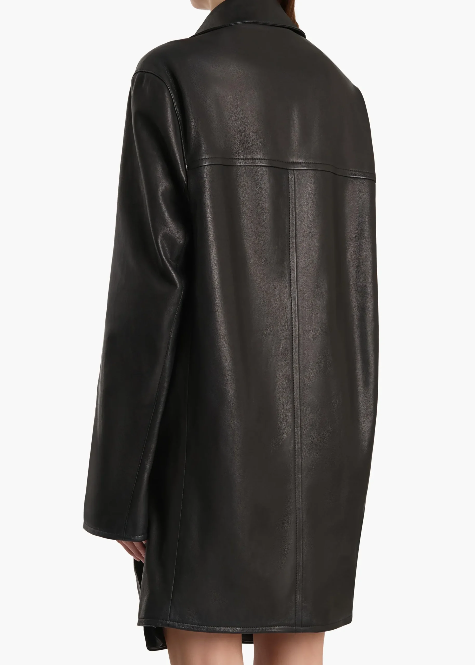 Harmon Coat in Black Washed Leather