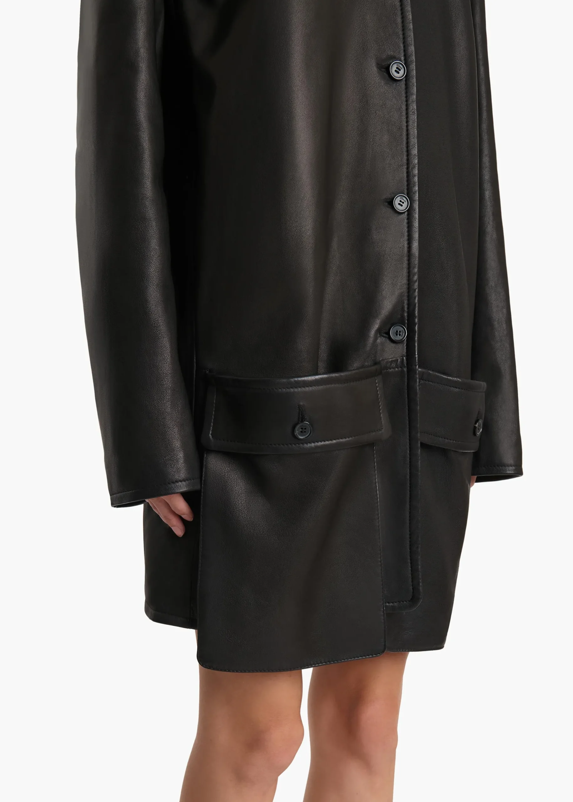 Harmon Coat in Black Washed Leather
