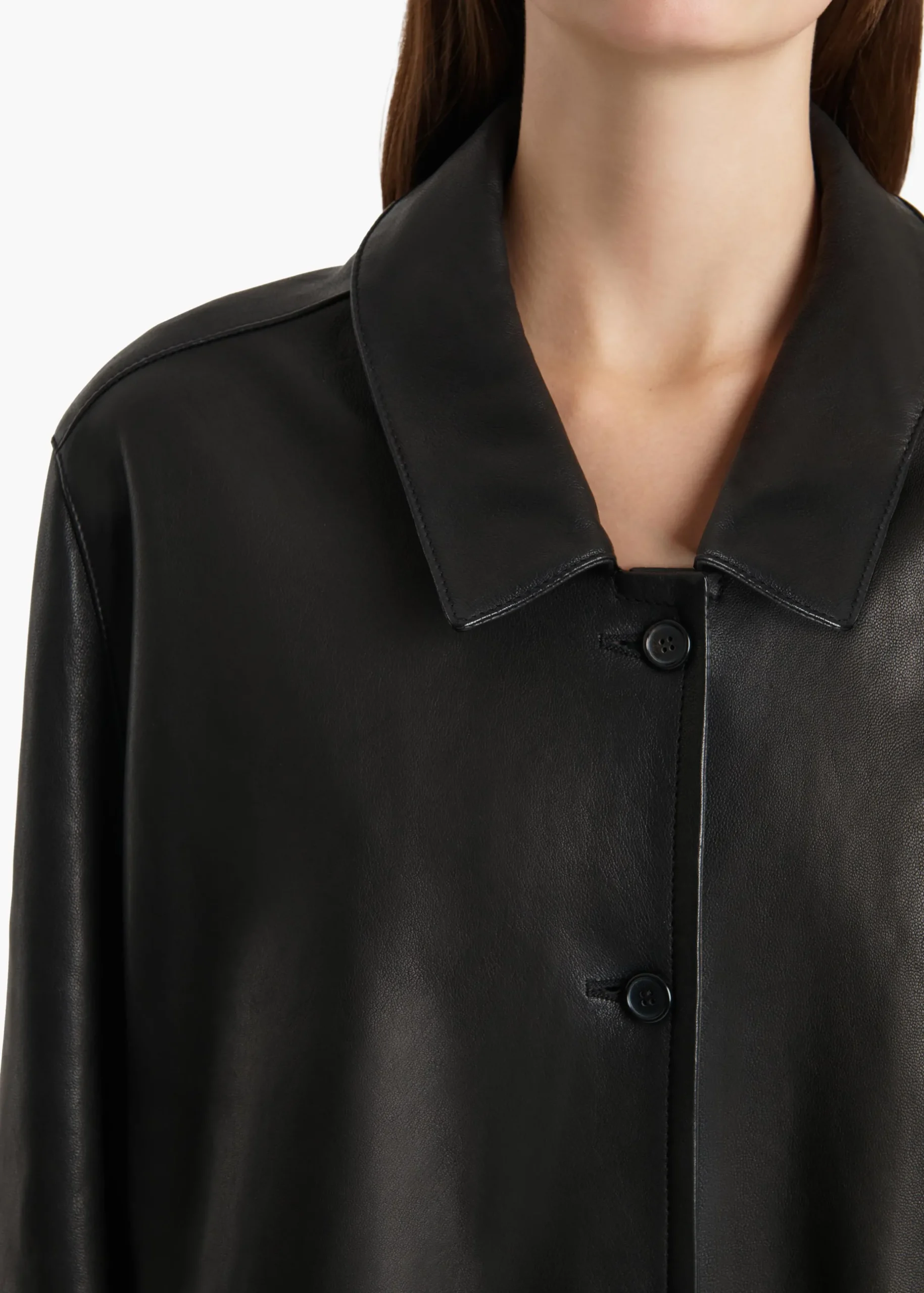 Harmon Coat in Black Washed Leather