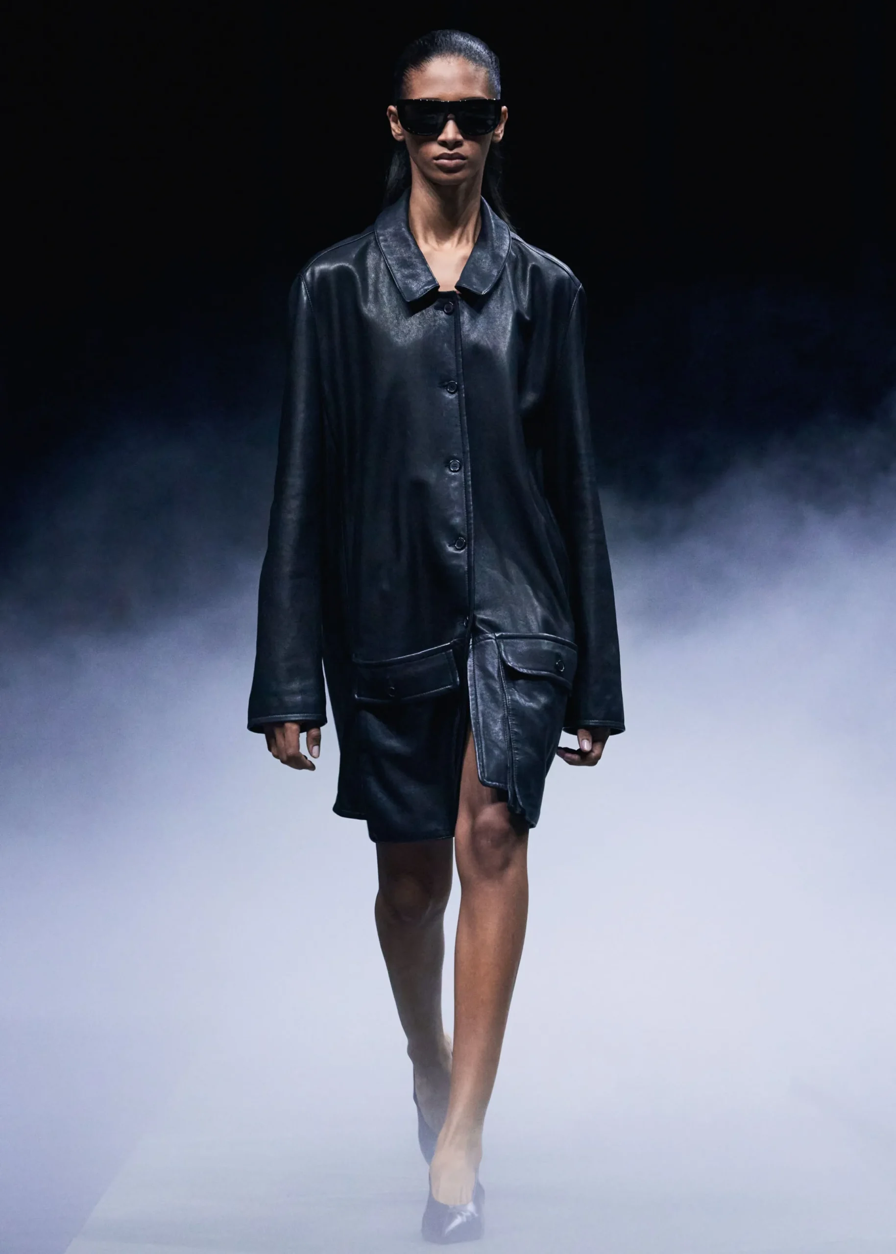 Harmon Coat in Black Washed Leather